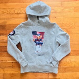 POLO RALPH LAUREN Team USA Olympics Polo Bear Hoodie Sweatshirt American Flag M